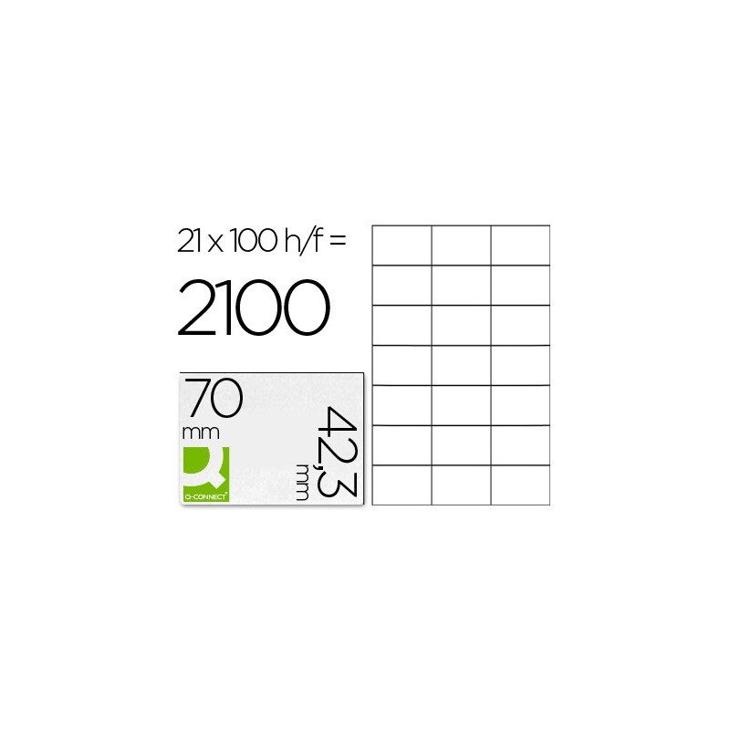ETIQUETA ADHESIVA Q-CONNECT KF10649 -TAMAÑO 70X42,3 MM FOTOCOPIADORA LASER INK-JET CAJA CON 100 HOJAS DIN A4