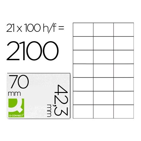 ETIQUETA ADHESIVA Q-CONNECT KF10649 -TAMAÑO 70X42,3 MM FOTOCOPIADORA LASER INK-JET CAJA CON 100 HOJAS DIN A4