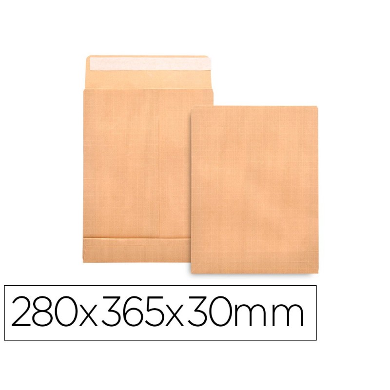 SOBRE LIDERPAPEL BOLSA FUELLE KRAFT 280X365X30MM SOLAPA TIRADE SILICONA PAPEL 120 GR CAJA DE 50 UNIDADES