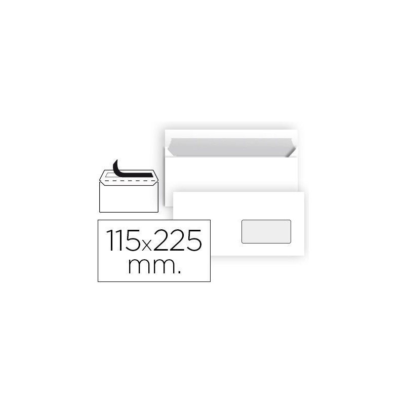 SOBRE LIDERPAPEL N 4 BLANCO AMERICANO VENTANA DERECHA 115X225 MM TIRA DE SILICONA PAQUETE DE 25 UNIDADES