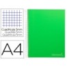 CUADERNO ESPIRAL LIDERPAPEL A4 MICRO JOLLY TAPA FORRADA 140H 75 GR CUADRO 5MM 5 BANDAS 4 TALADROS COLOR VERDE