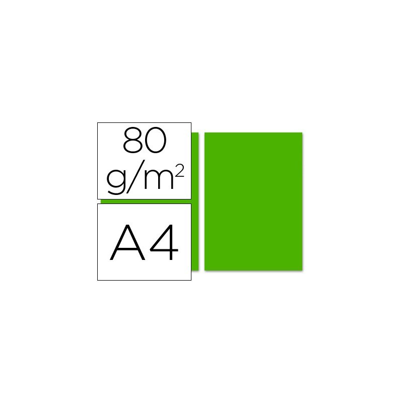PAPEL COLOR LIDERPAPEL A4 80G/M2 VERDE INTENSO PAQUETE DE 100