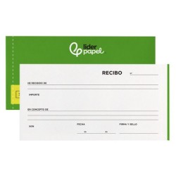 TALONARIO LIDERPAPEL RECIBOS 3/F  APAISADO ORIGINAL Y 2 COPIAS SIN MATRIZ
