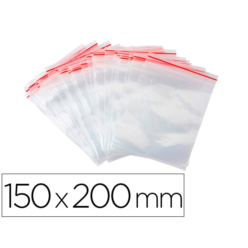 BOLSA PLASTICO AUTOCIERRE Q-CONNECT 150X200 MM PAQUETE DE 100 UNIDADES