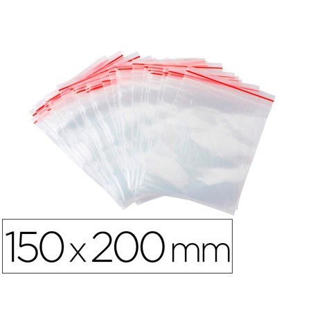 BOLSA PLASTICO AUTOCIERRE Q-CONNECT 150X200 MM PAQUETE DE 100 UNIDADES