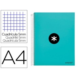 CUADERNO ESPIRAL LIDERPAPEL A4 MICRO ANTARTIK TAPA FORRADA120H 100 GR CUADRO 5MM 5 BANDA4 TALADROS COLOR MENTA