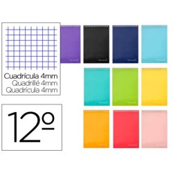 CUADERNO ESPIRAL LIDERPAPEL BOLSILLO DOCEAVO APAISADO WITTY TAPA DURA 80H 75GR CUADRO 4 MM COLORES SURTIDOS