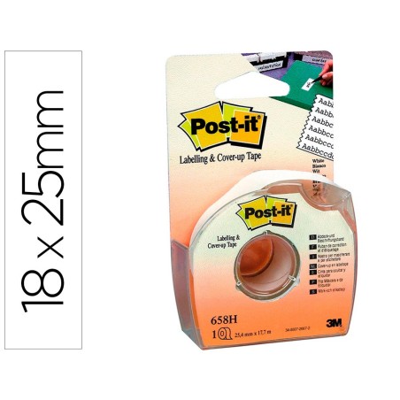 CINTA ADHESIVA POST-IT 18MX25 MM 6 LINEAS EN PORTARROLLOS ESPECIAL PARA OCULTAR Y ETIQUETAR