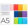 CUADERNO ESPIRAL LIDERPAPEL A5 CRAFTY TAPA FORRADA 80H 90 GR CUADRO 5 MM CON MARGEN COLORES SURTIDOS