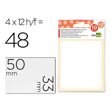 ETIQUETAS LIDERPAPEL SOBRE DE 10 H. + 2 H. OBSEQUIO 33X50 MM -4 UNIDADES POR HOJA