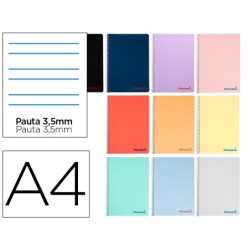 CUADERNO ESPIRAL LIDERPAPEL A4 WONDER TAPA PLASTICO 80H 90GR PAUTA ANCHA 3,5MM MARGEN COLORES SURTIDOS(PACK INDIVISIBLE 10 UDS)