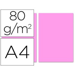 PAPEL COLOR LIDERPAPEL A4 80G/M2 ROSA PAQUETE DE 100