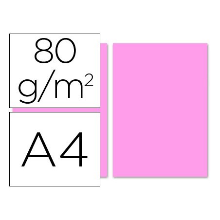 PAPEL COLOR LIDERPAPEL A4 80G/M2 ROSA PAQUETE DE 100