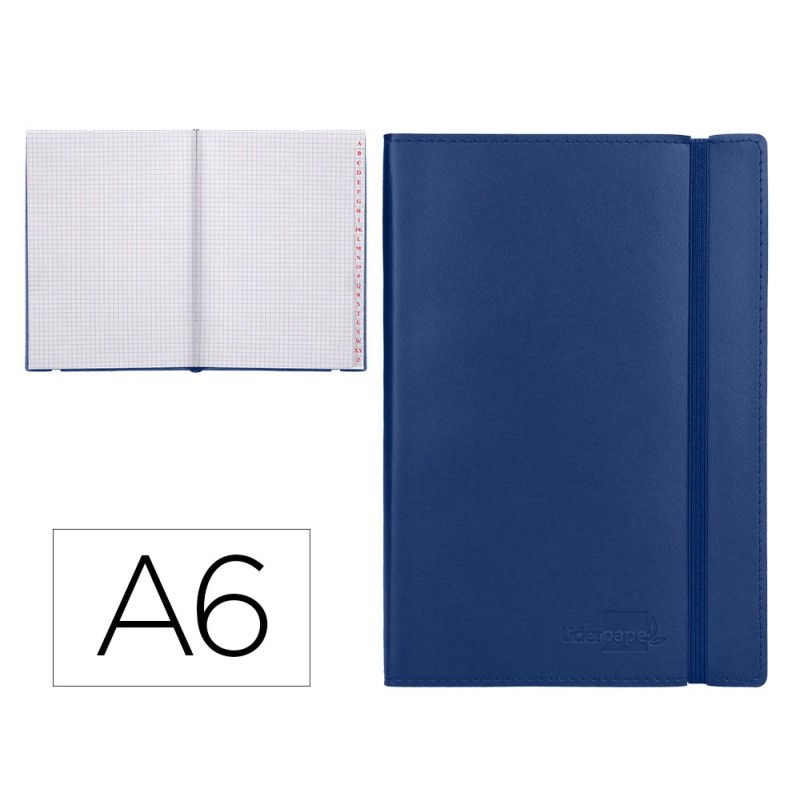 LIBRETA INDICE LIDERPAPEL SIMILPIEL A6 120 HOJAS 70G/M2 COLOR AZUL