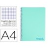 CUADERNO ESPIRAL LIDERPAPEL A4 WONDER TAPA PLASTICO 80H 90GR CUADRO 4MM CON MARGEN COLOR VERDE