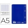 CUADERNO ESPIRAL LIDERPAPEL A5 MICRO SERIE AZUL TAPA BLANDA 80H 75 GR CUADRO5MM 6 TALADROS AZUL