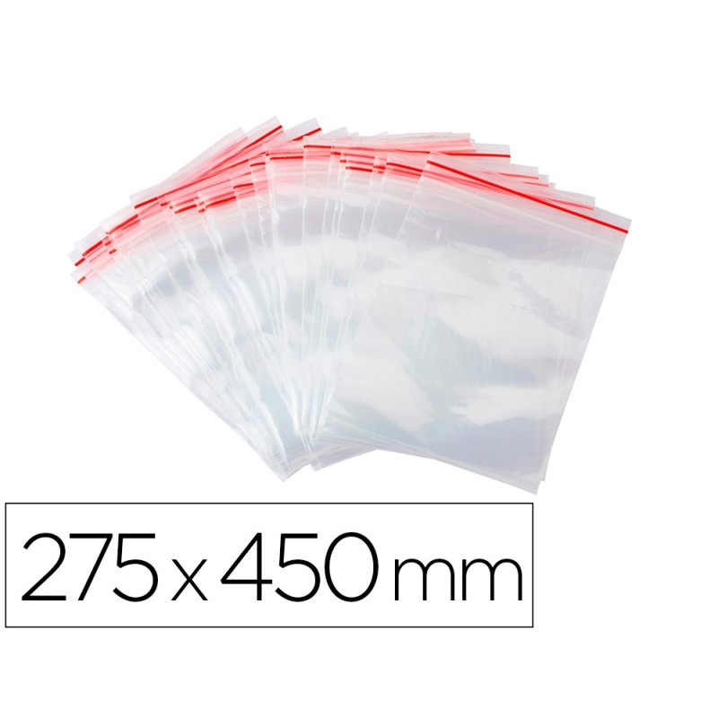 BOLSA PLASTICO AUTOCIERRE Q-CONNECT 275X450 MM PAQUETE DE 100 UNIDADES