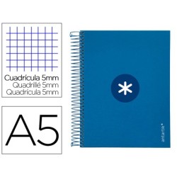 CUADERNO ESPIRAL LIDERPAPEL A5 MICRO ANTARTIK TAPA FORRADA120H 100 GR CUADRO 5MM 5 BANDA6 TALADROS COLOR AZUL OSCURO