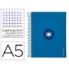 CUADERNO ESPIRAL LIDERPAPEL A5 MICRO ANTARTIK TAPA FORRADA120H 100 GR CUADRO 5MM 5 BANDA6 TALADROS COLOR AZUL OSCURO