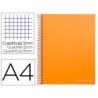 CUADERNO ESPIRAL LIDERPAPEL A4 MICRO JOLLY TAPA FORRADA 140H 75 GR CUADRO 5MM 5 BANDAS4 TALADROS COLOR NARANJA
