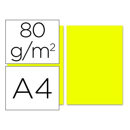 PAPEL COLOR LIDERPAPEL A4 80G/M2 LIMON PAQUETE DE 100