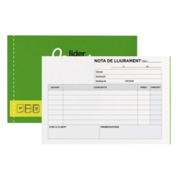 TALONARIO LIDERPAPEL ENTREGAS 8  ORIGINAL Y COPIA T228 APAISADO TEXTO EN CATALAN