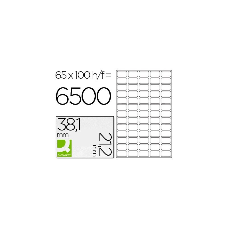 ETIQUETA ADHESIVA Q-CONNECT KF00573 -TAMAÑO 38,1X21,2 MM -FOTOCOPIADORA -LASER -INK-JET-CAJA CON 100 HOJAS DIN A4