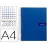 CUADERNO ESPIRAL LIDERPAPEL A4 MICRO CRAFTY TAPA FORRADA 120H 90 GR CUADRO 5 MM 5 BANDAS 4 COLORES COLOR AZUL