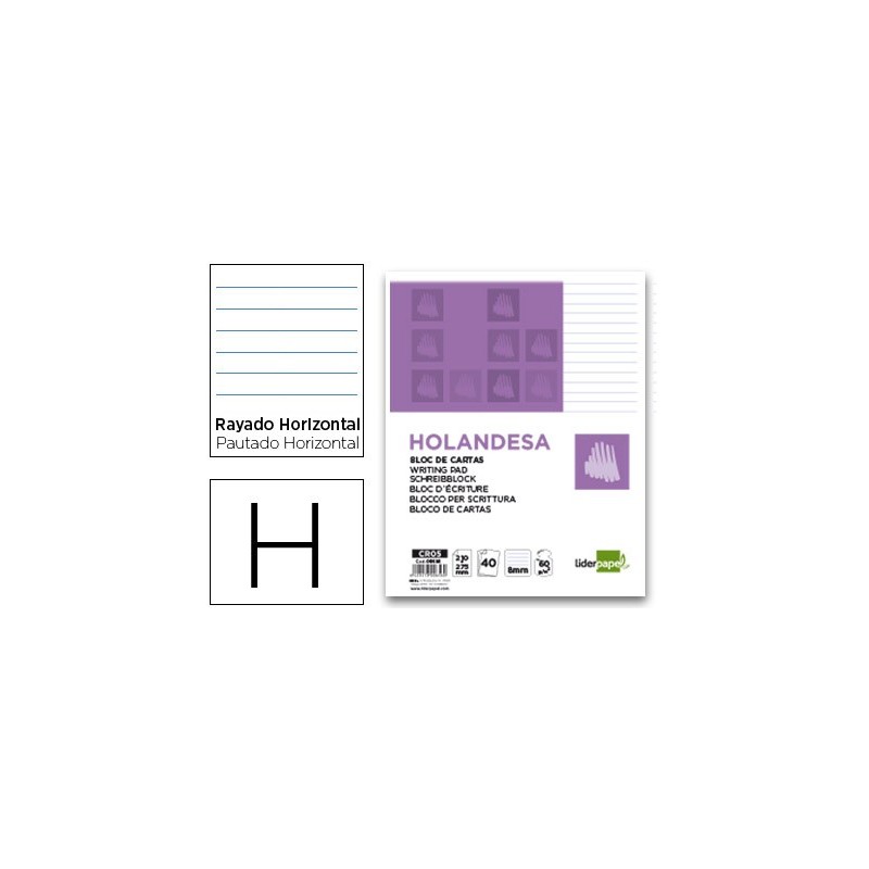 BLOC DE CARTAS LIDERPAPEL RAYADO HOLANDESA 40 HOJAS 60G/M2