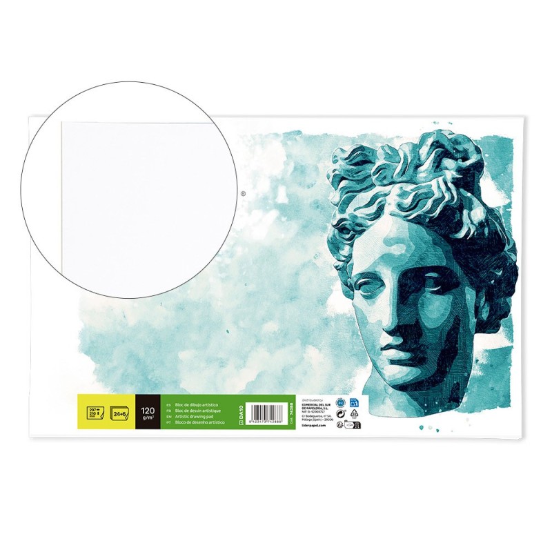 BLOC DIBUJO LIDERPAPEL ARTISTICO ENCOLADO 210X297 MM 30 HOJAS 120G/M2 SIN RECUADRO
