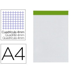 BLOC NOTAS LIDERPAPEL CUADRO 4 MM A4 80 HOJAS 60 G/M2 PERFORADO SIN TAPA