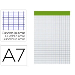BLOC NOTAS LIDERPAPEL CUADRO 4 MM A7 80 HOJAS 60 G/M2 PERFORADO SIN TAPA