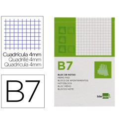 BLOC NOTAS LIDERPAPEL CUADRO 4MM B7 80 HOJAS 60G/M2 PERFORADO