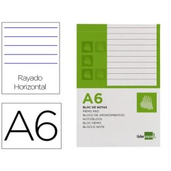 BLOC NOTAS LIDERPAPEL HORIZONTAL A6 80 HOJAS 60G/M2 PERFORADO