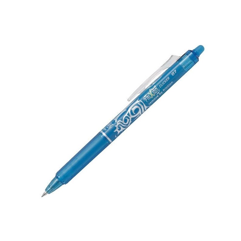 Bolígrafo borrable retráctil Pilot Frixion Clicker - Punta 0,7 mm - Color azul claro