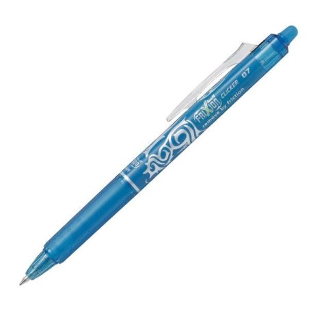 Bolígrafo borrable retráctil Pilot Frixion Clicker - Punta 0,7 mm - Color azul claro