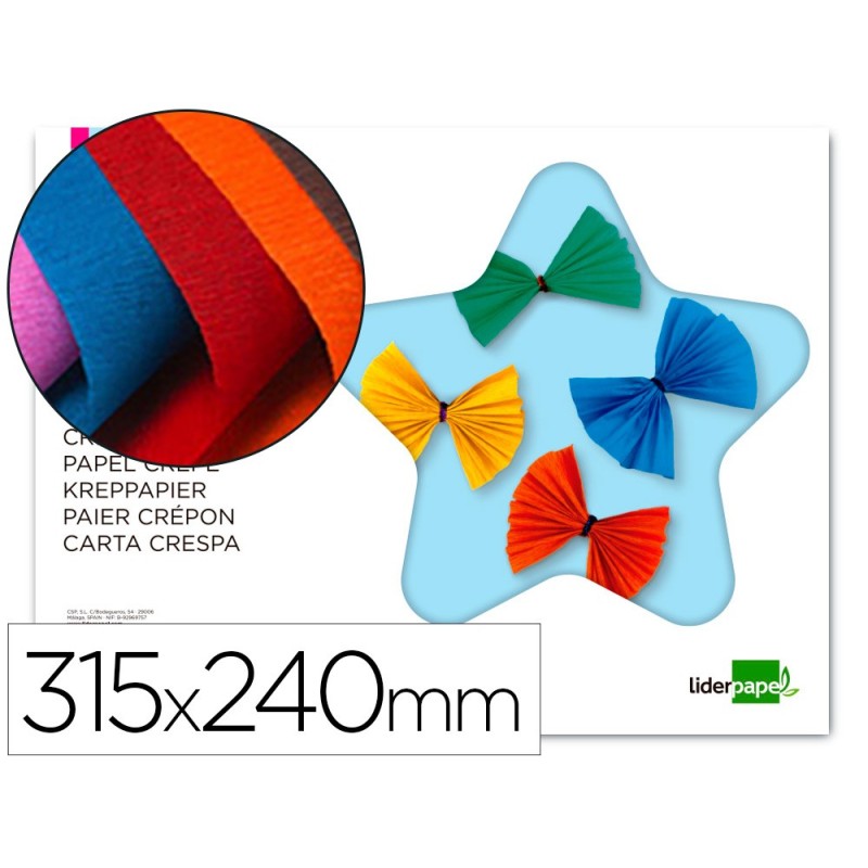BLOC TRABAJOS MANUALES LIDERPAPEL CRESPON 240X315MM 10 HOJAS COLORES SURTIDOS