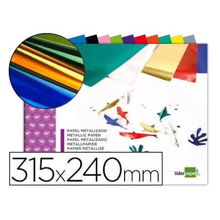 BLOC TRABAJOS MANUALES LIDERPAPEL PAPEL METALIZADO 240X315 MM 10 HOJAS COLORES SURTIDOS