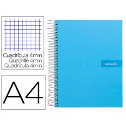 CUADERNO ESPIRAL LIDERPAPEL A4 CRAFTY TAPA FORRADA 80H 90 GR CUADRO 4MM CON MARGEN COLOR CELESTE