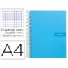 CUADERNO ESPIRAL LIDERPAPEL A4 CRAFTY TAPA FORRADA 80H 90 GR CUADRO 4MM CON MARGEN COLOR CELESTE