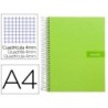CUADERNO ESPIRAL LIDERPAPEL A4 CRAFTY TAPA FORRADA 80H 90 GR CUADRO 4MM CON MARGEN COLOR VERDE