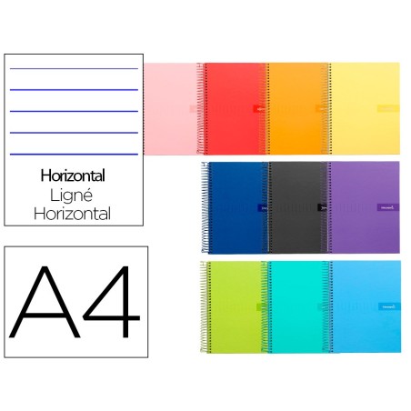 CUADERNO ESPIRAL LIDERPAPEL A4 CRAFTY TAPA FORRADA 80H 90 GR RAYADO HORIZONTAL MARGEN COLORES SURTIDOS (PACK INDIVISIBLE  5 UDS)