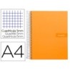 CUADERNO ESPIRAL LIDERPAPEL A4 MICRO CRAFTY TAPA FORRADA 120H 90 GR CUADRO 5 MM 5 BANDAS 4 COLORES COLOR NARANJA