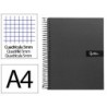 CUADERNO ESPIRAL LIDERPAPEL A4 MICRO CRAFTY TAPA FORRADA 120H 90 GR CUADRO 5 MM 5 BANDAS 4 COLORES COLOR NEGRO