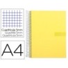 CUADERNO ESPIRAL LIDERPAPEL A4 MICRO CRAFTY TAPA FORRADA 120H 90GR CUADRO 5MM 5 BANDAS 4 TALADROS COLOR AMARILLO