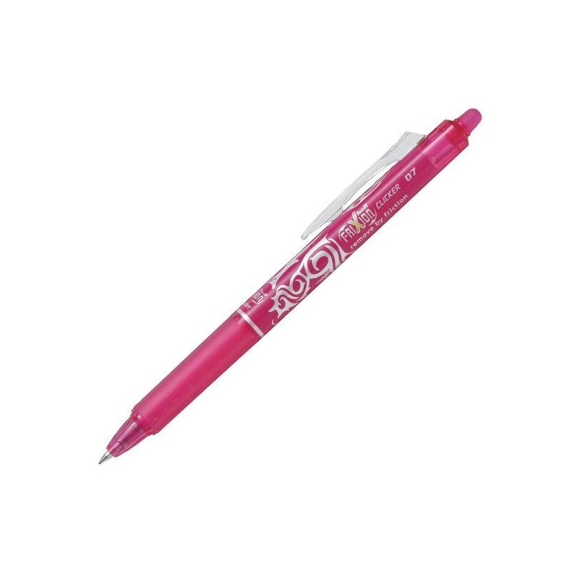 Bolígrafo borrable retráctil Pilot Frixion Clicker - Punta 0,7 mm - Color rosa