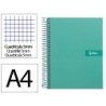 CUADERNO ESPIRAL LIDERPAPEL A4 MICRO CRAFTY TAPA FORRADA 120H 90GR CUADRO 5MM 5 BANDAS 4 TALADROS COLOR TURQUESA