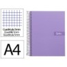 CUADERNO ESPIRAL LIDERPAPEL A4 MICRO CRAFTY TAPA FORRADA 120H 90GR CUADRO 5MM 5 BANDAS 4 TALADROS COLOR VIOLETA