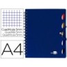 CUADERNO ESPIRAL LIDERPAPEL A4 MICRO EXECUTIVE TAPA PLASTICO 100H 80 GR CUADRO 5MM 5 SEPARADORES CON GOMILLA AZUL