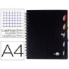 CUADERNO ESPIRAL LIDERPAPEL A4 MICRO EXECUTIVE TAPA PLASTICO 100H 80 GR CUADRO 5MM 5 SEPARADORES CON GOMILLA NEGRO